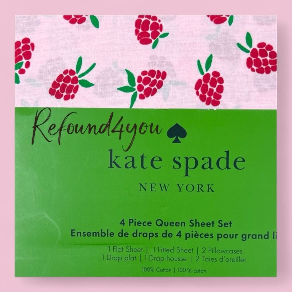 Kate Spade - ‘Raspberry on Pink’ Queen Sheet Set. NWT. Firm! No offers please!